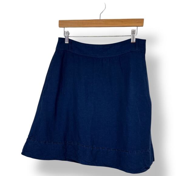 Banana Republic Linen Skirt in Navy Blue A-Line Women's 8 - Picture 1 of 7